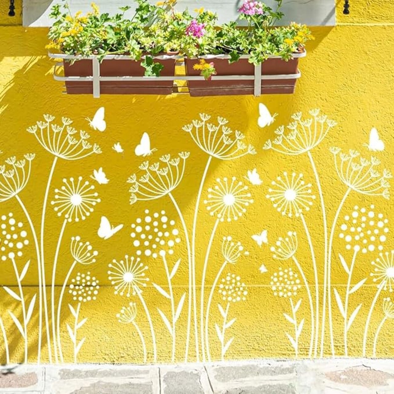 Large Flower Stencils for Fence Dandelion Stencil Floral Stencils for Outside Wood Fence Walls Furniture Fabrics